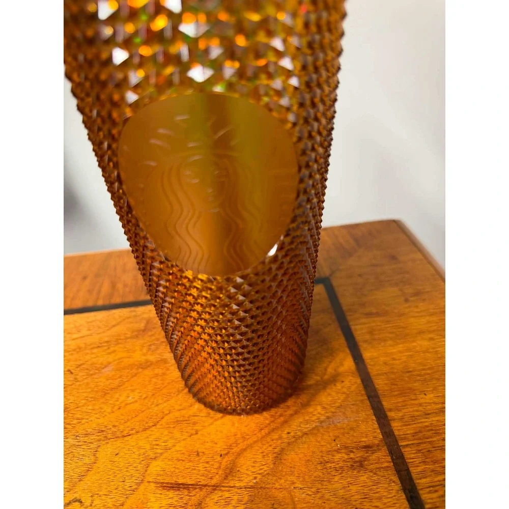 Starbucks Unisex 24oz Amber Orange Studded Venti Tumbler Cold Cup Honeycomb